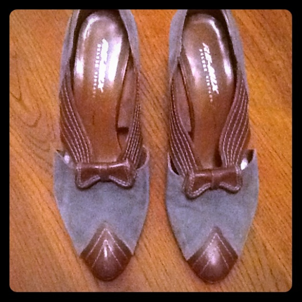 Vintage Grey and Brown Suede Heels